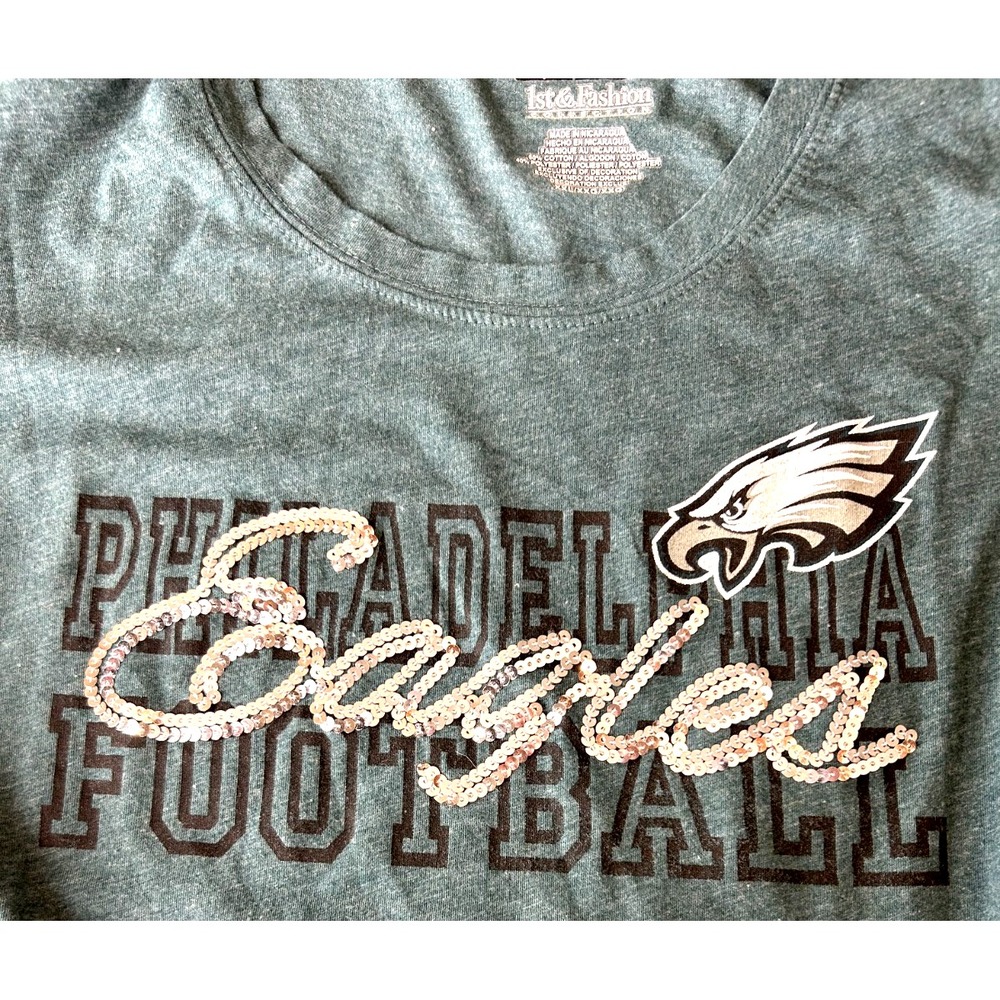 NFL Team Apparel 1st & Fashion Philadelphia Eagles T-Shirt Sequin Women's XXL